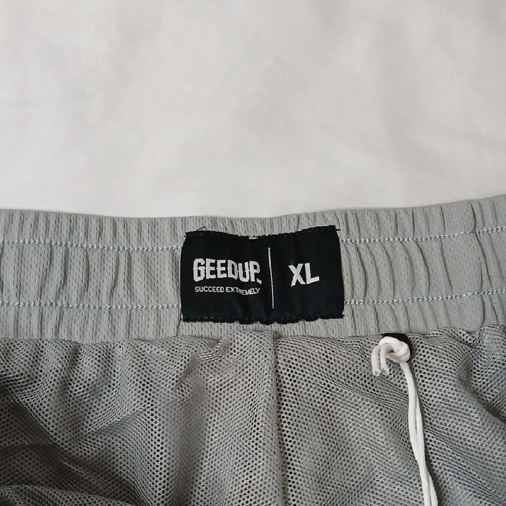 GEEDUP Gray Athletic Shorts with Contrast Stripe